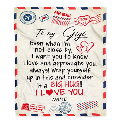 Personalized Gigi Blanket From Grandkids I Love You Hugs Air Mail Letter Gigi Birthday Mothers Day Christmas Customized Fleece Blanket Blanket | Teecentury.com