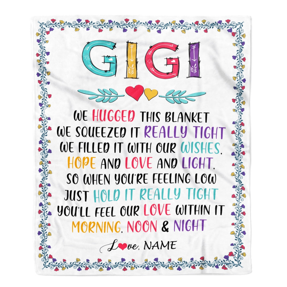 Personalized Gigi Blanket From Grandkids We Hugged This Blanket Gigi Birthday Mothers Day Christmas Customized Gifts Fleece Blanket Blanket | Teecentury.com