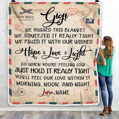 Personalized Gigi Blanket From Grandkids We Hugged This Blanket Mail Letter Gigi Birthday Mothers Day Christmas Customized Fleece Blanket Blanket | Teecentury.com