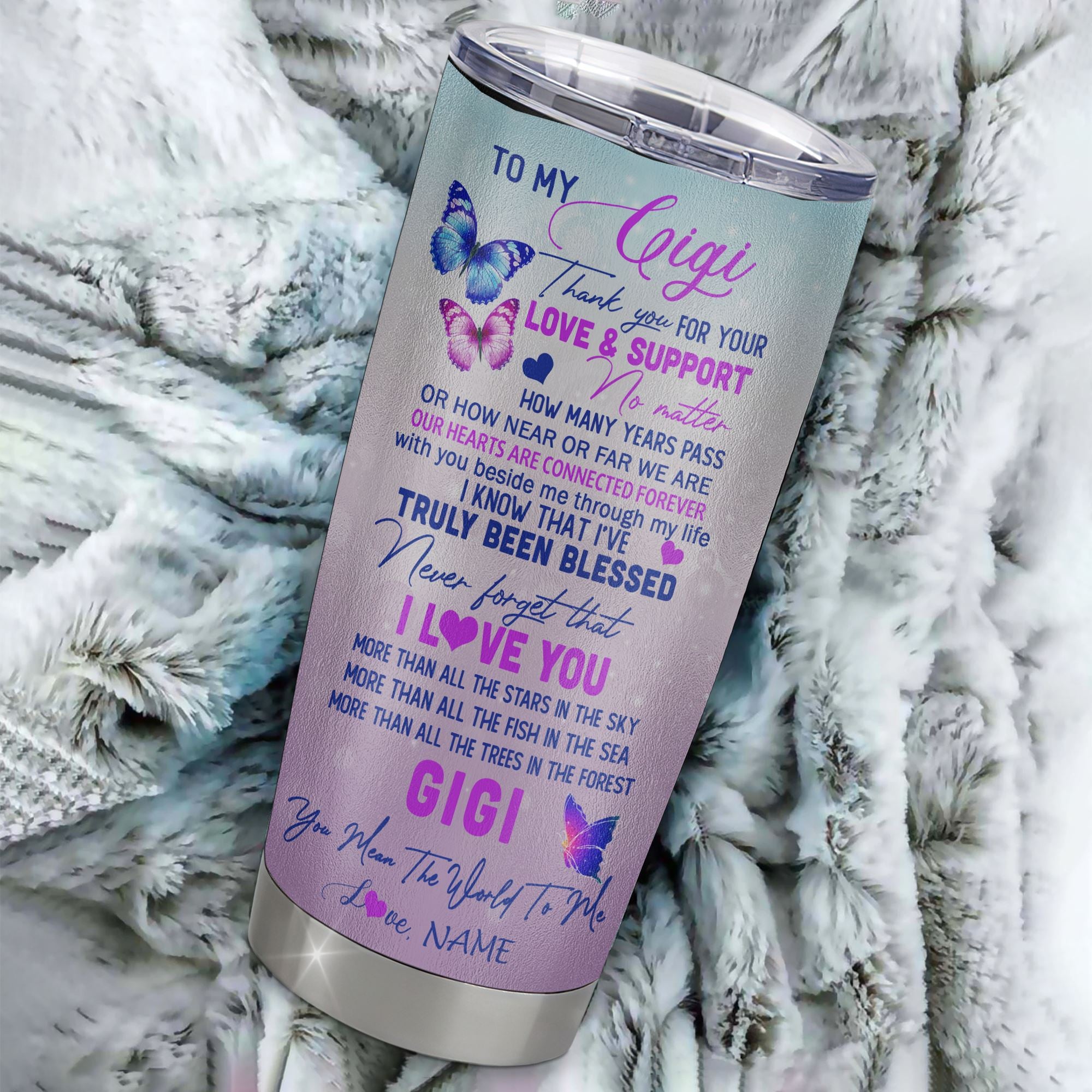 Personalized Gigi From Granddaughter Grandson Stainless Steel Tumbler Cup Thank You Never Forget I Love You Gigi Mothers Day Birthday Christmas Travel Mug | teecentury