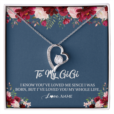 Forever Love Necklace | Personalized Gigi Necklace From Grandkids Granddaughter Grandson I've Loved You My Whole Life Floral Gigi Birthday Mothers Day Christmas Customized Message Card | teecentury