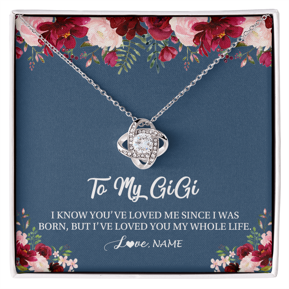 Love Knot Necklace | Personalized Gigi Necklace From Grandkids Granddaughter Grandson I've Loved You My Whole Life Floral Gigi Birthday Mothers Day Christmas Customized Message Card | teecentury