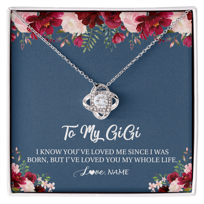 Love Knot Necklace | Personalized Gigi Necklace From Grandkids Granddaughter Grandson I've Loved You My Whole Life Floral Gigi Birthday Mothers Day Christmas Customized Message Card | teecentury