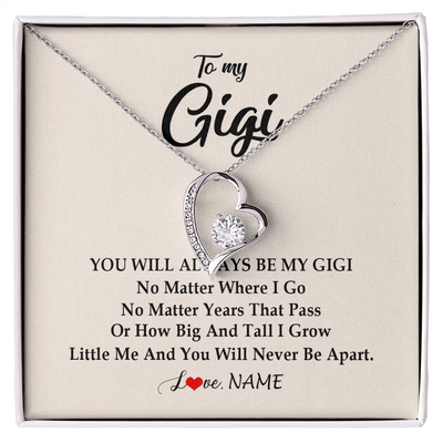 Forever Love Necklace | Personalized Gigi Necklace From Grandkids Granddaughter Grandson You Will Always Be My Gigi Birthday Mothers Day Christmas Customized Gift Box Message Card | teecentury