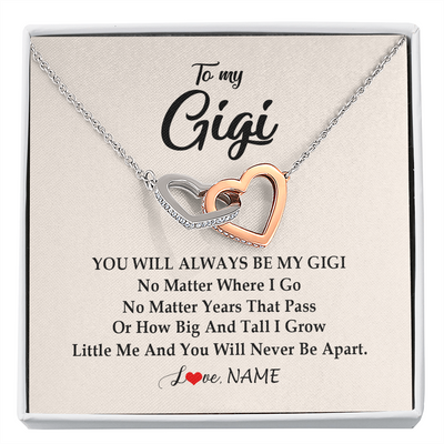 Interlocking Hearts Necklace | Personalized Gigi Necklace From Grandkids Granddaughter Grandson You Will Always Be My Gigi Birthday Mothers Day Christmas Customized Gift Box Message Card | teecentury