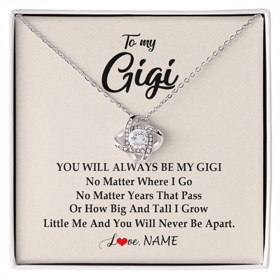 Love Knot Necklace | Personalized Gigi Necklace From Grandkids Granddaughter Grandson You Will Always Be My Gigi Birthday Mothers Day Christmas Customized Gift Box Message Card | teecentury