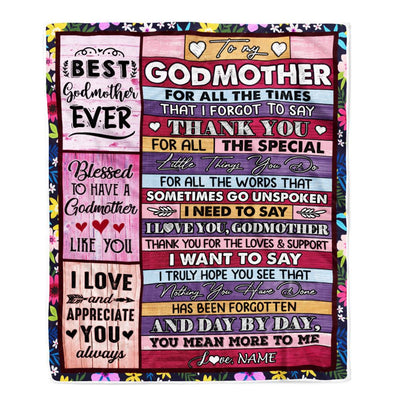 Personalized Godmother Blanket From Niece Nephew Thank You For The Love Godmother Mothers Day Birthday Christmas Customized Bed Fleece Throw Blanket | teecentury