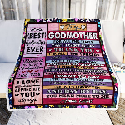 Personalized Godmother Blanket From Niece Nephew Thank You For The Love Godmother Mothers Day Birthday Christmas Customized Bed Fleece Throw Blanket | teecentury