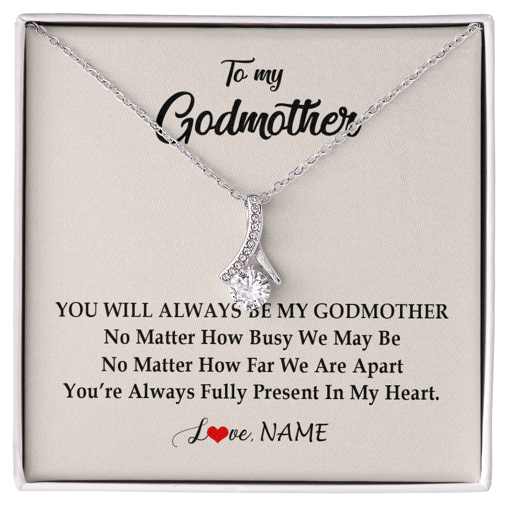 Alluring Beauty Necklace | Personalized Godmother Necklace From Goddaughter Niece You're Always In My Heart Godmother Birthday Mothers Day Christmas Customized Gift Box Message Card | teecentury