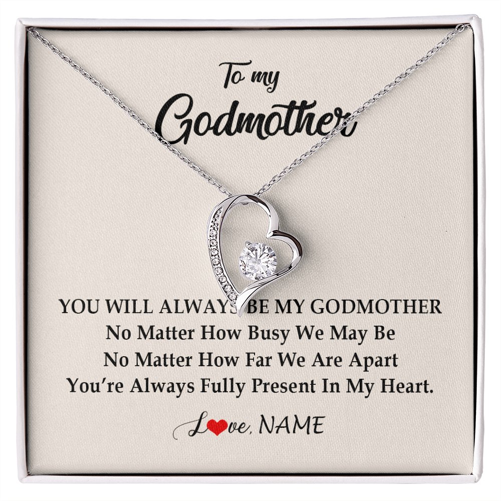 Forever Love Necklace | Personalized Godmother Necklace From Goddaughter Niece You're Always In My Heart Godmother Birthday Mothers Day Christmas Customized Gift Box Message Card | teecentury