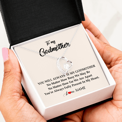 Forever Love Necklace | Personalized Godmother Necklace From Goddaughter Niece You're Always In My Heart Godmother Birthday Mothers Day Christmas Customized Gift Box Message Card | teecentury