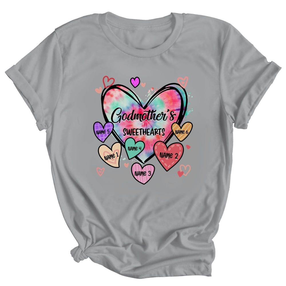 Personalized Godmother Sweethearts Custom With Kids Name Valentines Day Mothers Day Birthday Christmas Shirt & Tank Top | teecentury