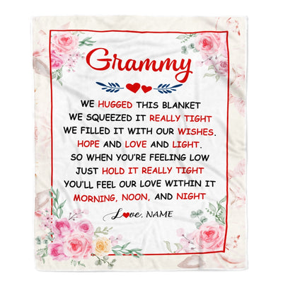 Personalized Grammy Blanket From Grandkids Granddaughter Grandson We Hugged This Blanket Floral Grammy Birthday Mothers Day Christmas Fleece Throw Blanket | teecentury