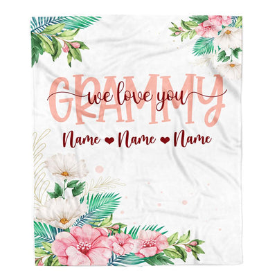 Personalized Grammy Blanket From Grandkids Granddaughter Grandson We Love You Floral Grammy Birthday Mothers Day Christmas Fleece Throw Blanket | teecentury