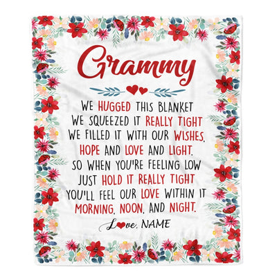 Personalized Grammy Blanket From Grandkids Grandson Granddaughter We Hugged This Blanket Grammy Birthday Mothers Day Christmas Customized Fleece Throw Blanket Blanket | Teecentury.com