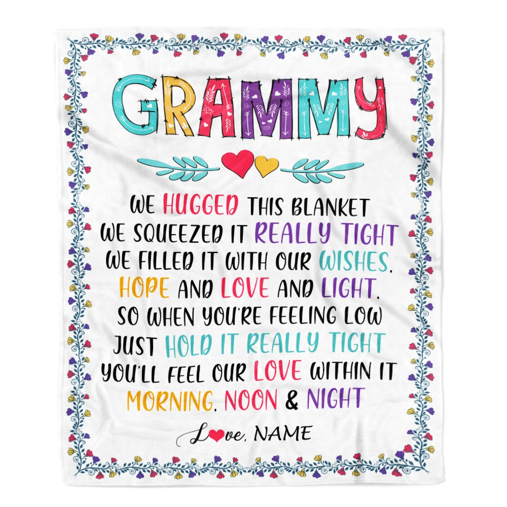 Personalized Grammy Blanket From Grandkids We Hugged This Blanket Grammy Birthday Mothers Day Christmas Customized Gifts Fleece Blanket Blanket | Teecentury.com