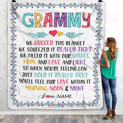 Personalized Grammy Blanket From Grandkids We Hugged This Blanket Grammy Birthday Mothers Day Christmas Customized Gifts Fleece Blanket Blanket | Teecentury.com