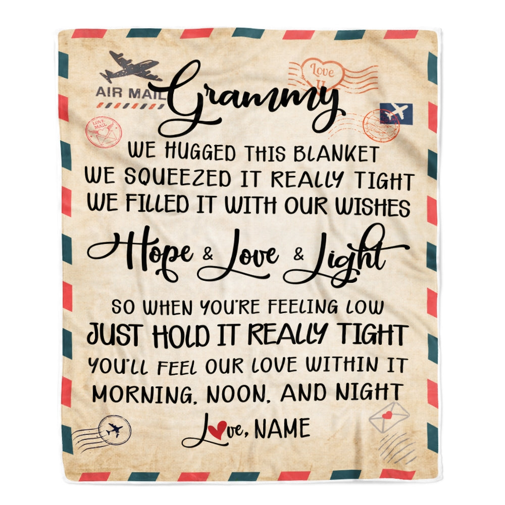 Personalized Grammy Blanket From Grandkids We Hugged This Blanket Mail Letter Grammy Birthday Mothers Day Christmas Customized Fleece Blanket Blanket | Teecentury.com