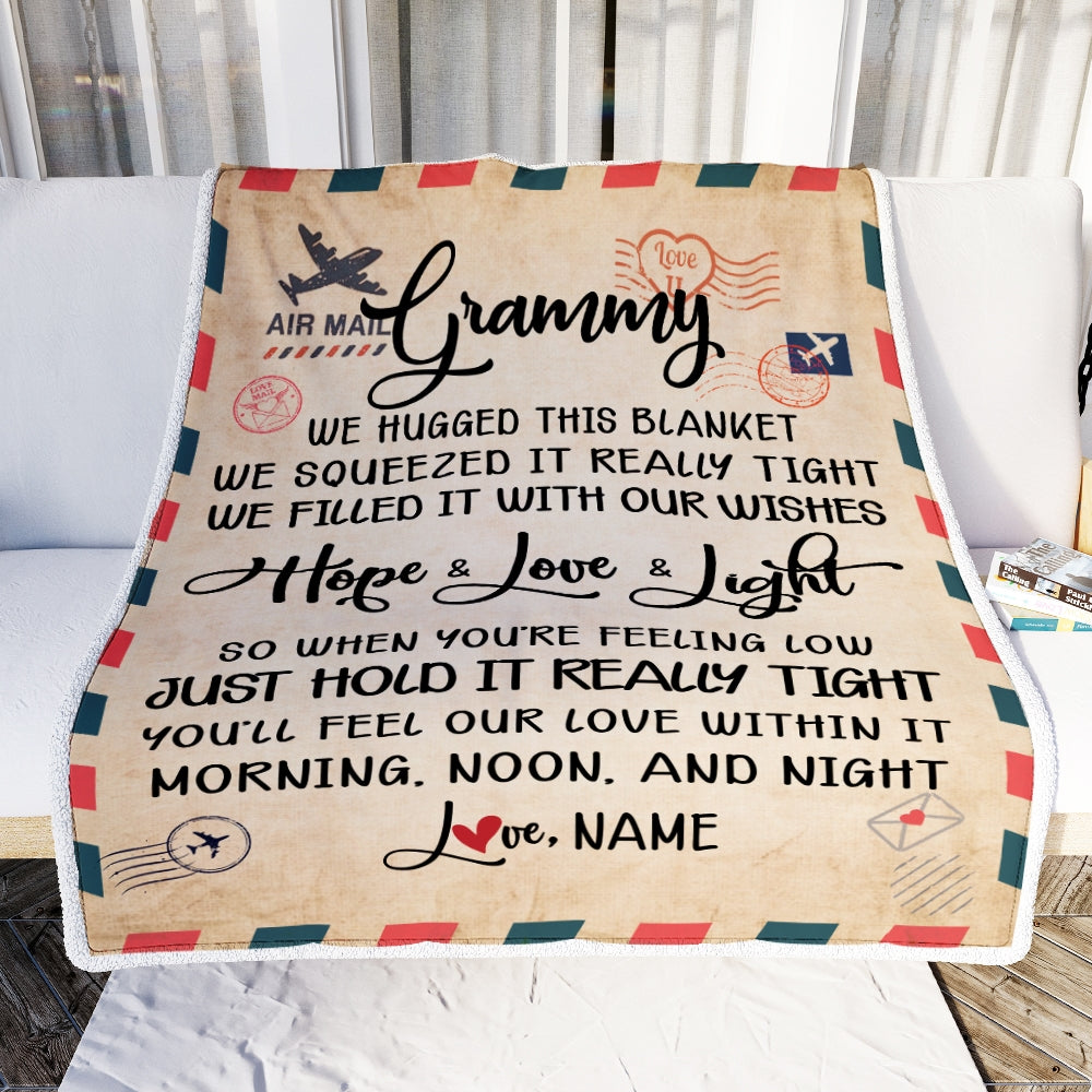 Personalized Grammy Blanket From Grandkids We Hugged This Blanket Mail Letter Grammy Birthday Mothers Day Christmas Customized Fleece Blanket Blanket | Teecentury.com