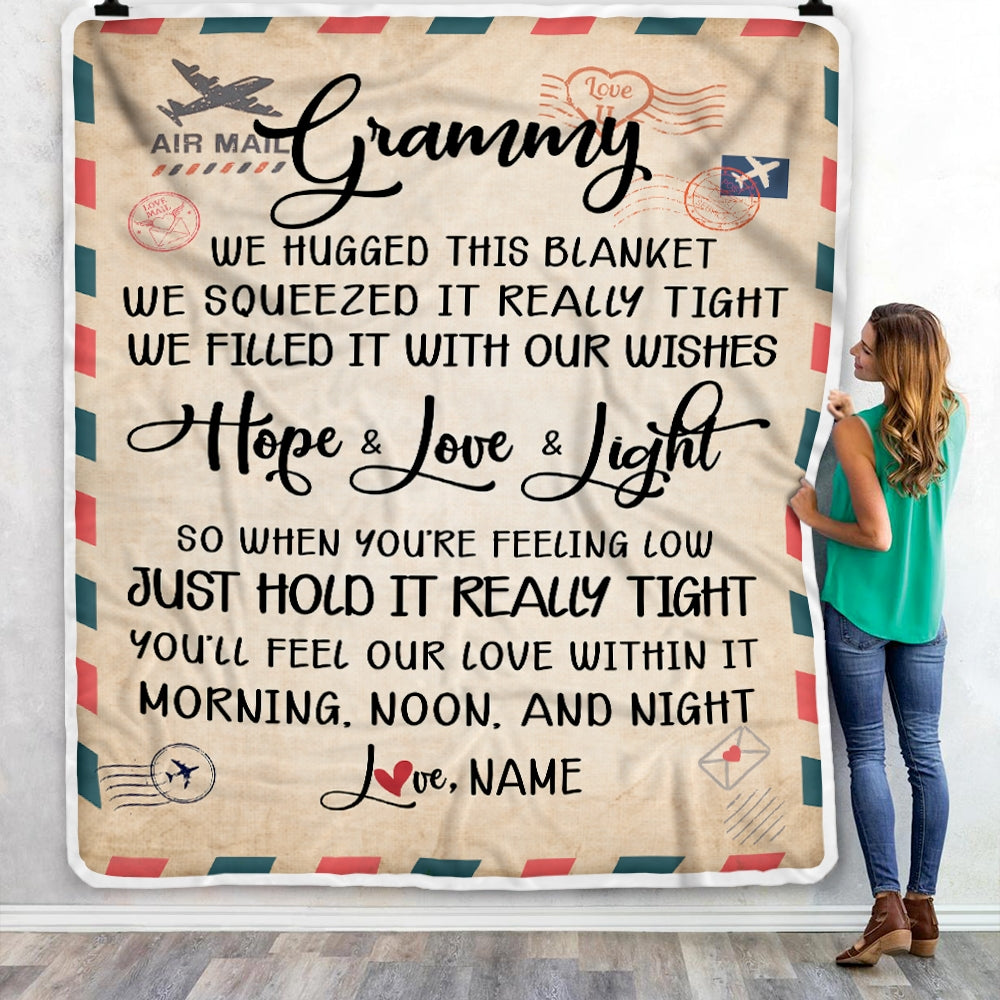 Personalized Grammy Blanket From Grandkids We Hugged This Blanket Mail Letter Grammy Birthday Mothers Day Christmas Customized Fleece Blanket Blanket | Teecentury.com