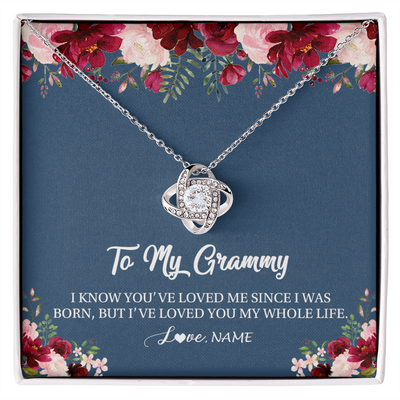 Love Knot Necklace | Personalized Grammy Necklace From Grandkids Granddaughter Grandson I've Loved You My Whole Life Floral Grammy Birthday Mothers Day Christmas Customized Message Card | teecentury