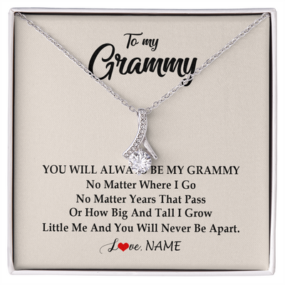 Alluring Beauty Necklace | Personalized Grammy Necklace From Grandkids Granddaughter Grandson You Will Always Be My Grammy Birthday Mothers Day Christmas Customized Gift Box Message Card | teecentury