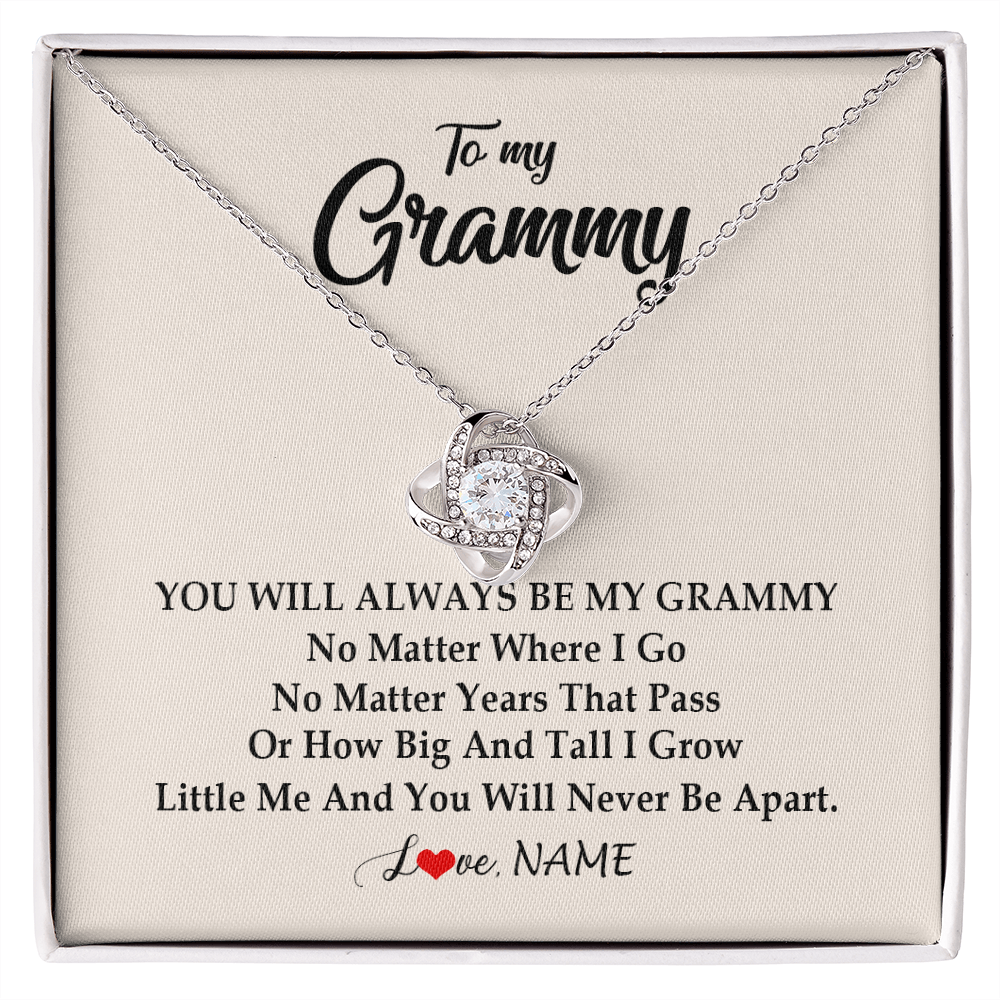 Love Knot Necklace | Personalized Grammy Necklace From Grandkids Granddaughter Grandson You Will Always Be My Grammy Birthday Mothers Day Christmas Customized Gift Box Message Card | teecentury