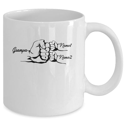 Personalized Grampa With Grandkids Name Fist Bumps Funny Custom Grandpa Fathers Day Birthday Christmas Mug | teecentury