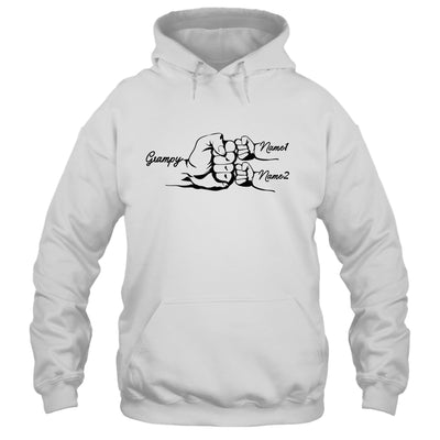 Personalized Grampy With Grandkids Name Fist Bumps Funny Custom Grandpa Fathers Day Birthday Christmas Shirt & Hoodie | teecentury