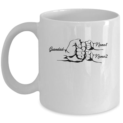 Personalized Grandad With Grandkids Name Fist Bumps Funny Custom Grandpa Fathers Day Birthday Christmas Mug | teecentury