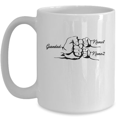 Personalized Grandad With Grandkids Name Fist Bumps Funny Custom Grandpa Fathers Day Birthday Christmas Mug | teecentury