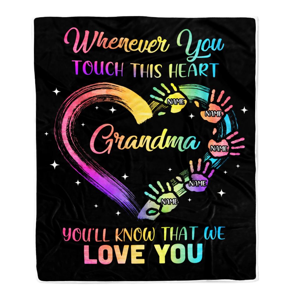 Personalized Grandma Blanket From Grandkids Granddaughter Grandson We Love You Grandparent Grandma Birthday Mothers Day Christmas Customized Bed Fleece Blanket | teecentury