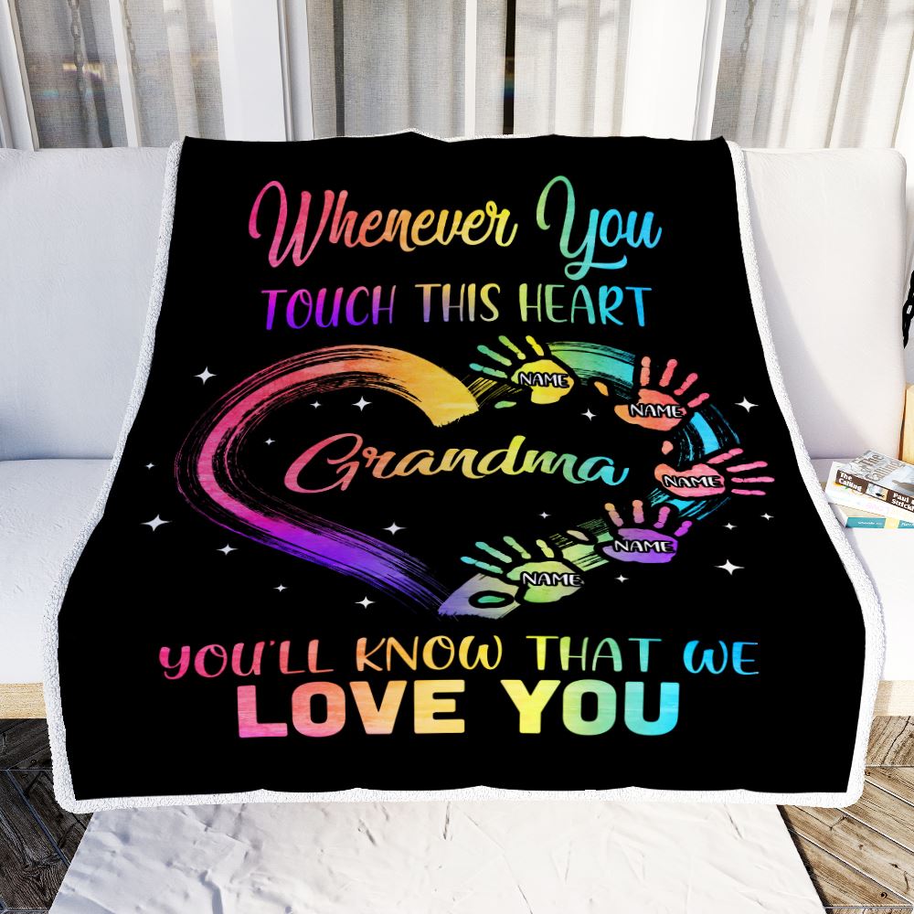 Personalized Grandma Blanket From Grandkids Granddaughter Grandson We Love You Grandparent Grandma Birthday Mothers Day Christmas Customized Bed Fleece Blanket | teecentury