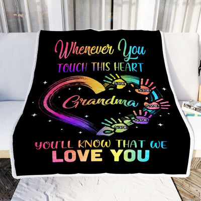 Personalized Grandma Blanket From Grandkids Granddaughter Grandson We Love You Grandparent Grandma Birthday Mothers Day Christmas Customized Bed Fleece Blanket | teecentury
