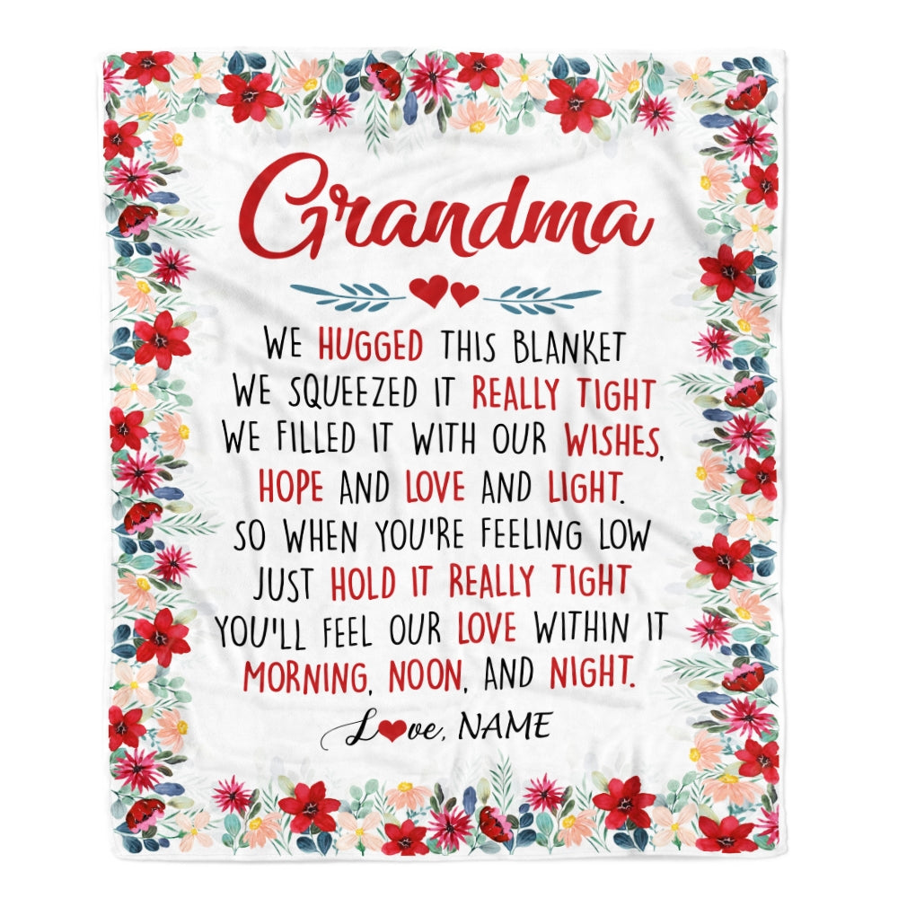 Personalized Grandma Blanket From Grandkids Grandson Granddaughter We Hugged This Blanket Grandma Birthday Mothers Day Christmas Customized Fleece Blanket Blanket | Teecentury.com