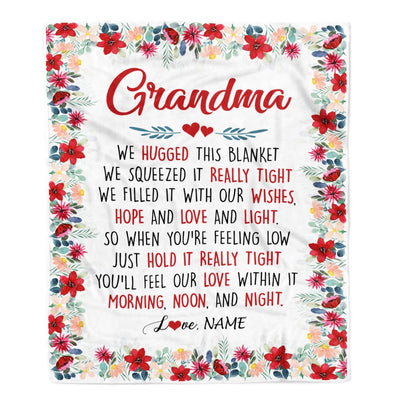 Personalized Grandma Blanket From Grandkids Grandson Granddaughter We Hugged This Blanket Grandma Birthday Mothers Day Christmas Customized Fleece Blanket Blanket | Teecentury.com
