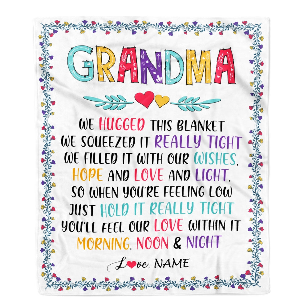 Personalized Grandma Blanket From Grandkids We Hugged This Blanket Grandma Birthday Mothers Day Christmas Gifts Customized Fleece Blanket Blanket | Teecentury.com