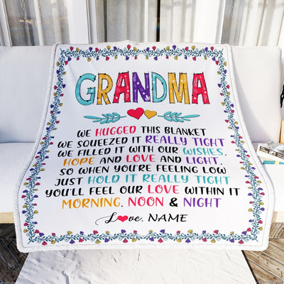 Personalized Grandma Blanket From Grandkids We Hugged This Blanket Grandma Birthday Mothers Day Christmas Gifts Customized Fleece Blanket Blanket | Teecentury.com