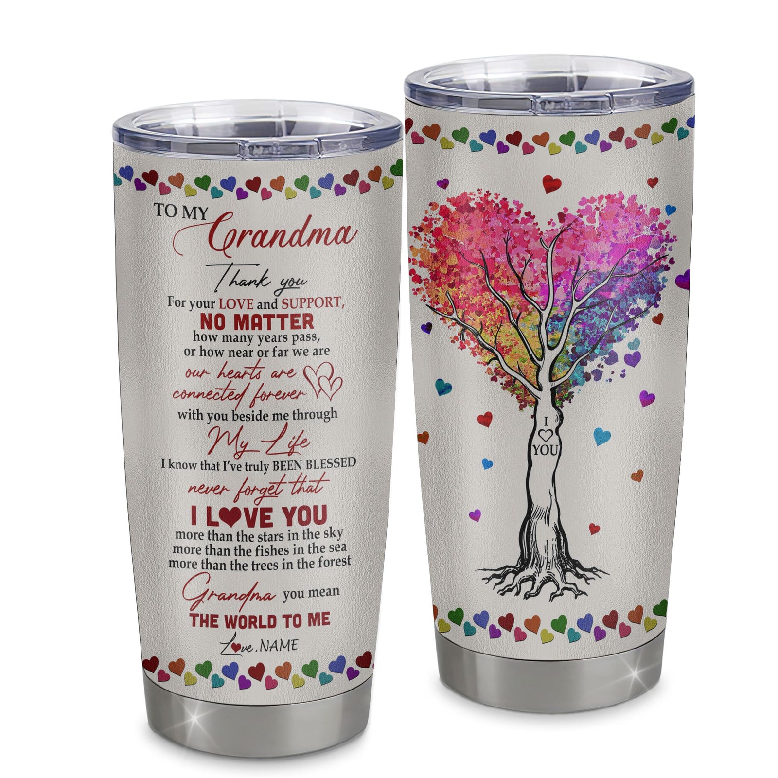 Personalized Grandma From Grandkids Stainless Steel Tumbler Cup Never Forget I Love You You Mean The World To Me Grandma Mothers Day Birthday Christmas Travel Mug | teecentury