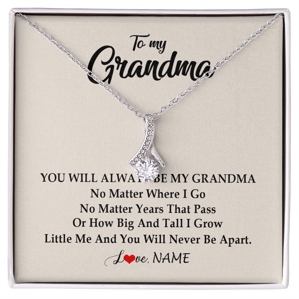 Alluring Beauty Necklace | Personalized Grandma Necklace From Grandkids Granddaughter Grandson You Will Always Be My Grandma Birthday Mothers Day Christmas Customized Gift Box Message Card | teecentury