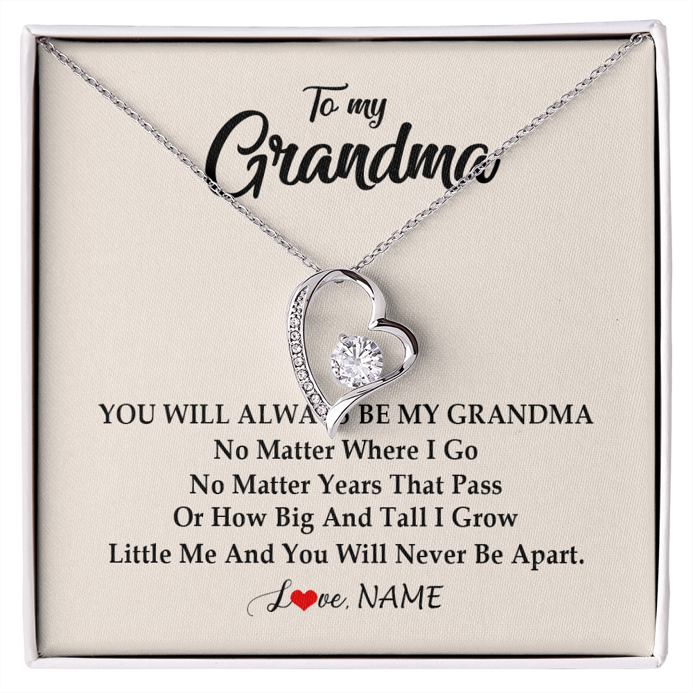 Forever Love Necklace | Personalized Grandma Necklace From Grandkids Granddaughter Grandson You Will Always Be My Grandma Birthday Mothers Day Christmas Customized Gift Box Message Card | teecentury