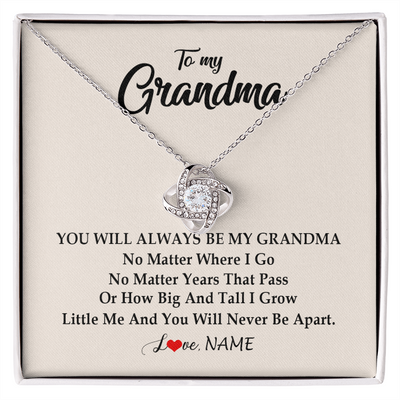 Love Knot Necklace | Personalized Grandma Necklace From Grandkids Granddaughter Grandson You Will Always Be My Grandma Birthday Mothers Day Christmas Customized Gift Box Message Card | teecentury