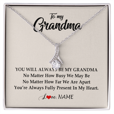 Alluring Beauty Necklace | Personalized Grandma Necklace From Grandkids Granddaughter Grandson You're Always In My Heart Grandma Birthday Mothers Day Customized Gift Box Message Card | teecentury