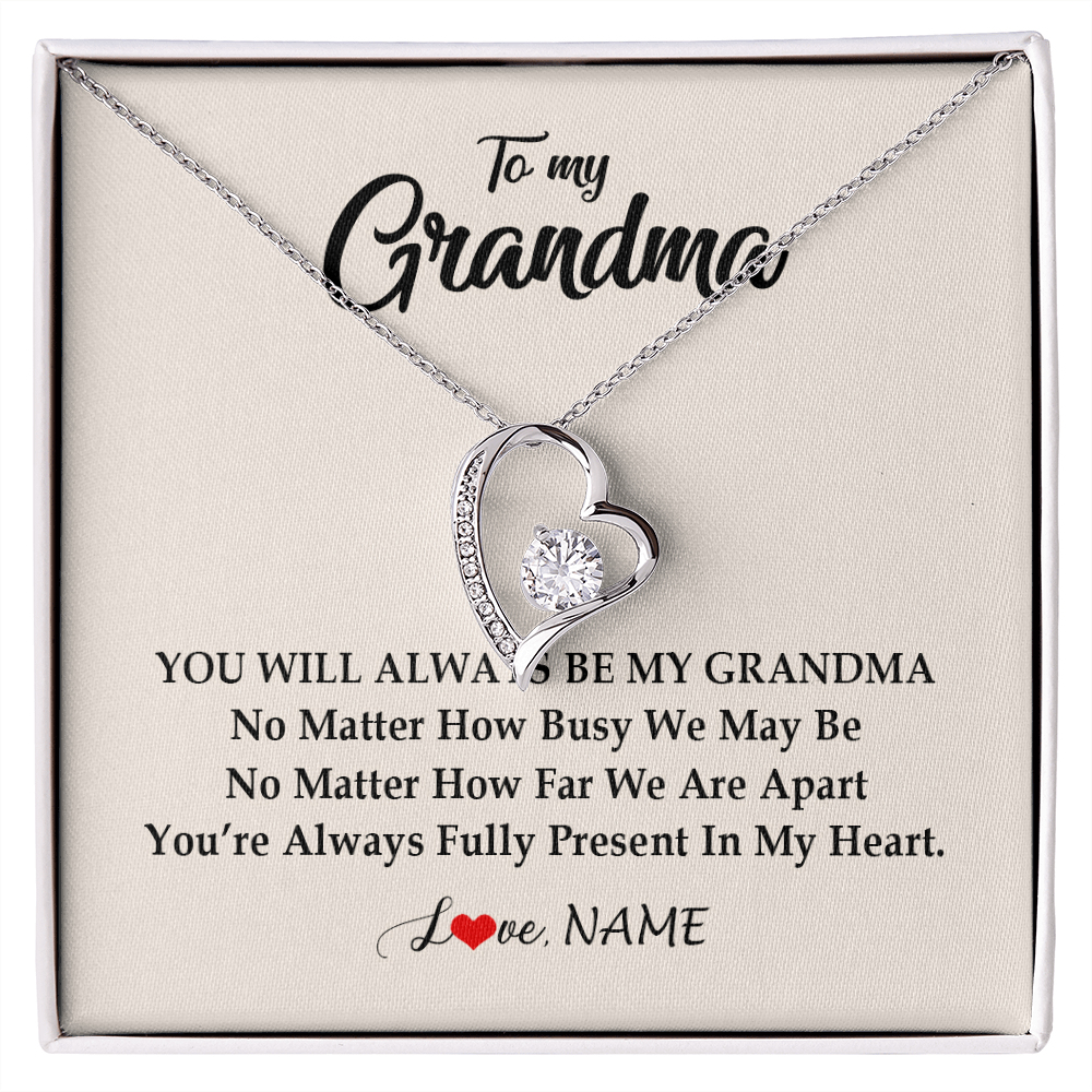 Forever Love Necklace | Personalized Grandma Necklace From Grandkids Granddaughter Grandson You're Always In My Heart Grandma Birthday Mothers Day Customized Gift Box Message Card | teecentury