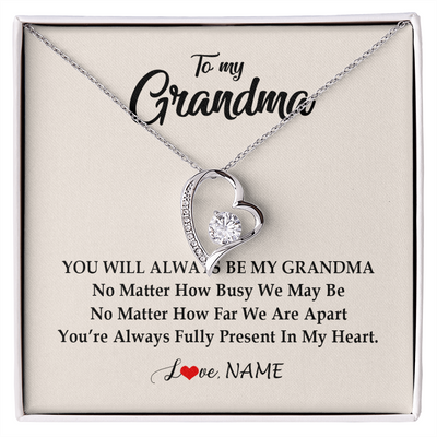 Forever Love Necklace | Personalized Grandma Necklace From Grandkids Granddaughter Grandson You're Always In My Heart Grandma Birthday Mothers Day Customized Gift Box Message Card | teecentury