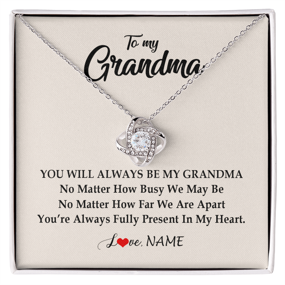 Love Knot Necklace | Personalized Grandma Necklace From Grandkids Granddaughter Grandson You're Always In My Heart Grandma Birthday Mothers Day Customized Gift Box Message Card | teecentury