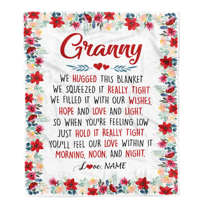Personalized Granny Blanket From Grandkids Grandson Granddaughter We Hugged This Blanket Granny Birthday Mothers Day Christmas Customized Fleece Throw Blanket Blanket | Teecentury.com