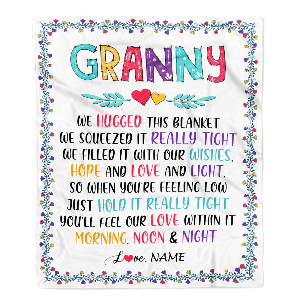 Personalized Granny Blanket From Grandkids We Hugged This Blanket Granny Birthday Mothers Day Christmas Customized Fleece Blanket Blanket | Teecentury.com