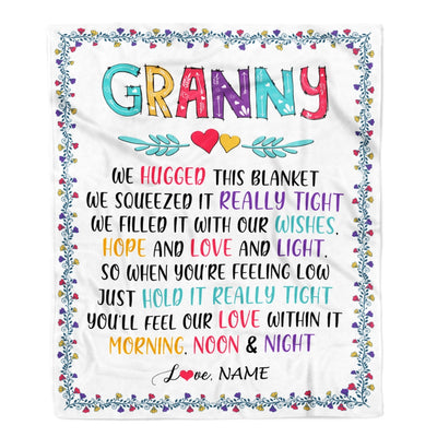 Personalized Granny Blanket From Grandkids We Hugged This Blanket Granny Birthday Mothers Day Christmas Customized Fleece Blanket Blanket | Teecentury.com