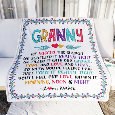 Personalized Granny Blanket From Grandkids We Hugged This Blanket Granny Birthday Mothers Day Christmas Customized Fleece Blanket Blanket | Teecentury.com